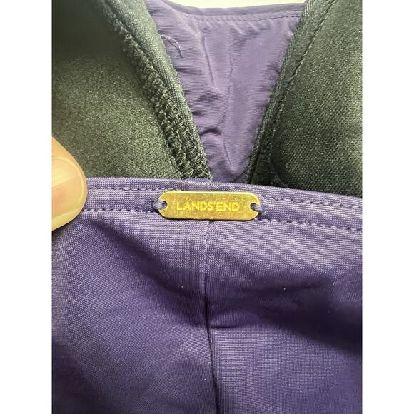 Land’s End Slender Grecian One Piece Swimsuit Size 12DD Purple Padded Slimming - Picture 7 of 13